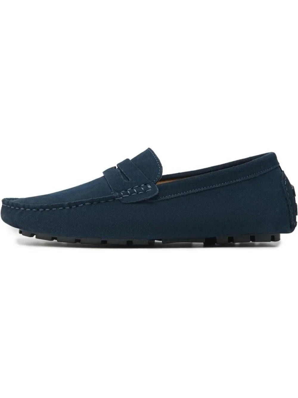 Go Tour Men's Dark Blue Suede Leather Loafers Slip On Flats Comfortable Shoes